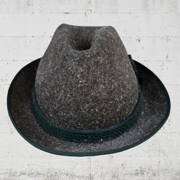 1950s Vintage Gray Green German Bavaria Wool Traditional Alpine Trilby Hat - Picture 2 of 7